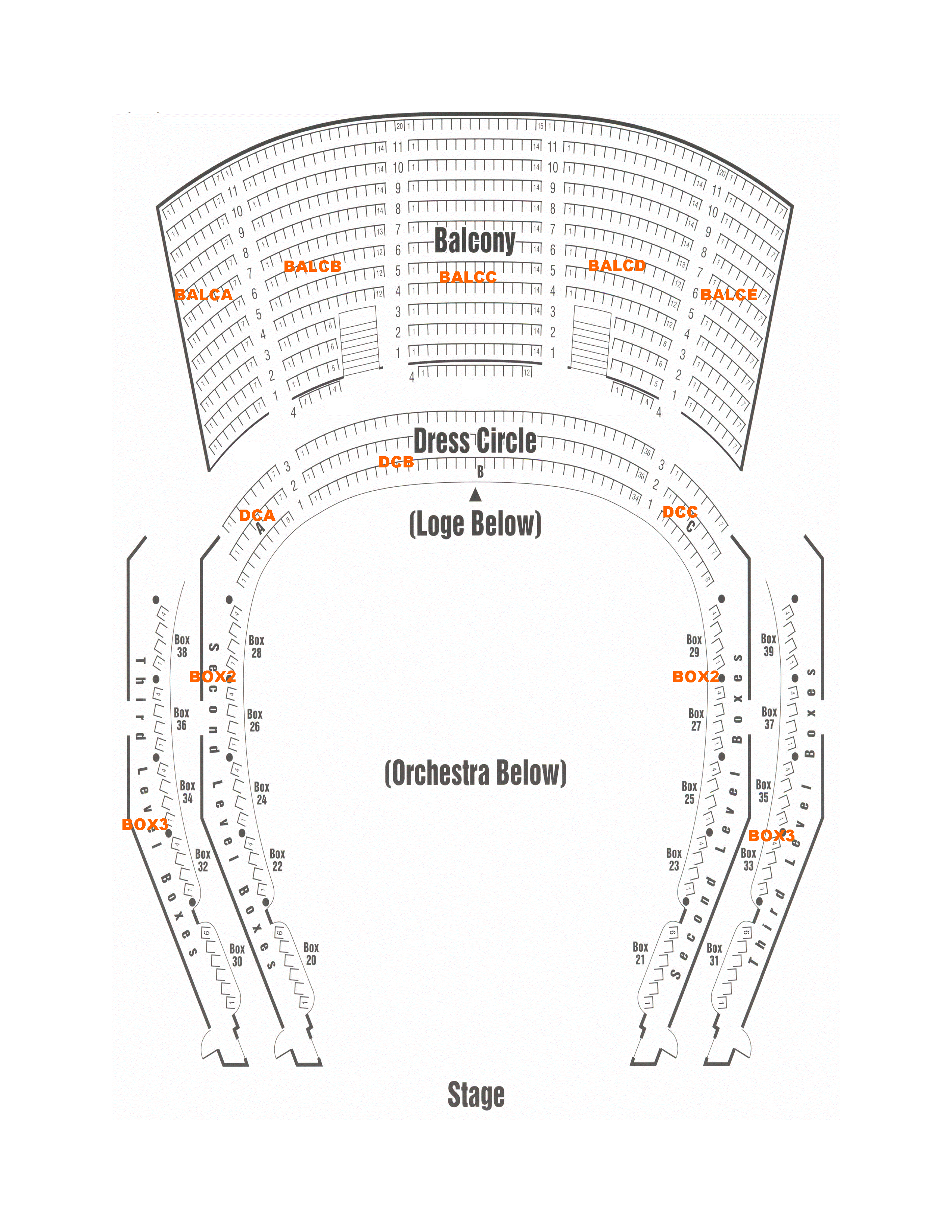 Seating Chart of the two levels of the 2,031-seat Mahaffey ...